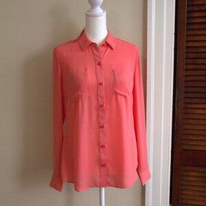 NWT White House Black Market Coral Button-Down Blouse